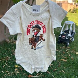 Bass Pro Shops Cream Baby Bodysuit with Rodeo Bear Graphic